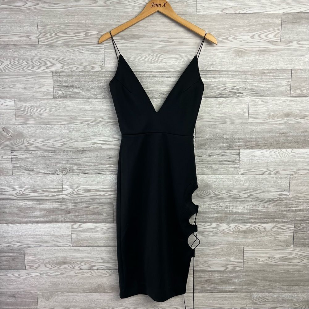 NWT Maurie & Eve sus 2 aus 6 Black Pointe He Keeps Watch Cut Out Side Dress